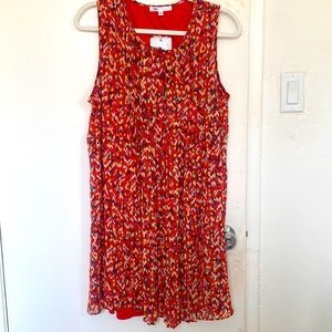 Red multicolored pleated mini dress size L